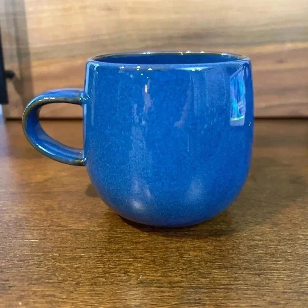 Crate and Barrel Blue Mug Coffee Tea Cup Aaron Probyn Lake 12 Oz Capacity in EUC